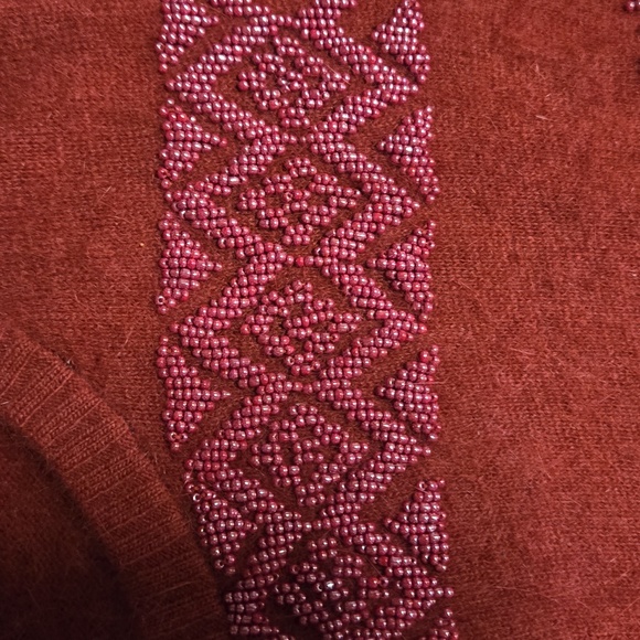 PHILOSOPHY Di ALBERTA FERRETTI Cropped Red Angora Cardigan Sweater Beaded Size 6 - Picture 3 of 6